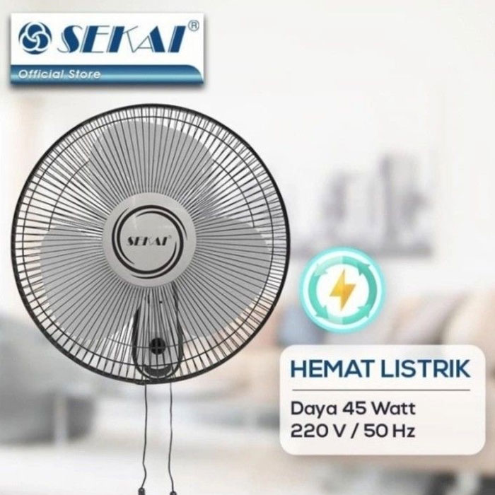 Sekai Kipas Angin Dinding Wall Fan Hitam 16 Inch - WFN 1626